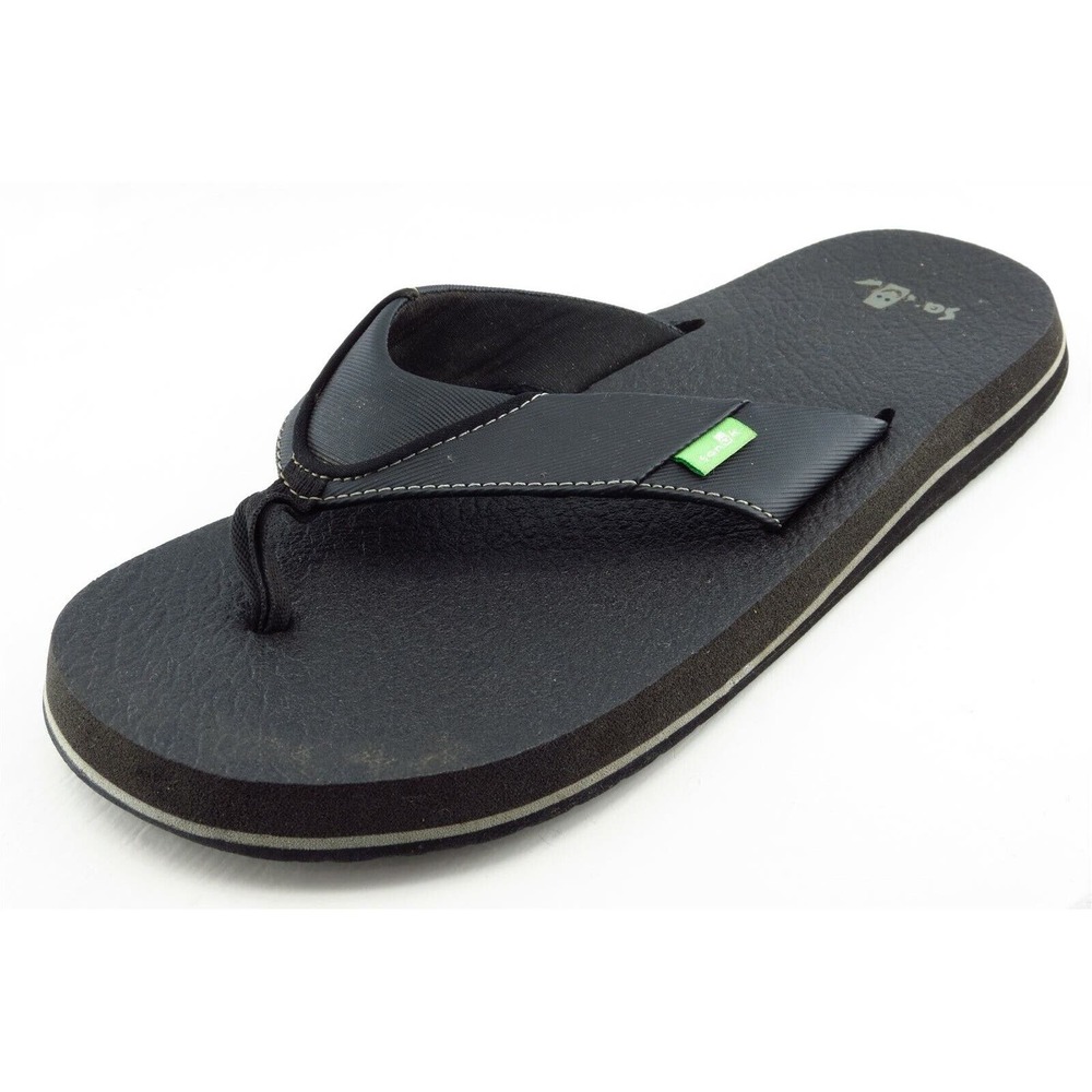 Sanuk Size 8 M Black Flip Flop Fabric Men Shoes